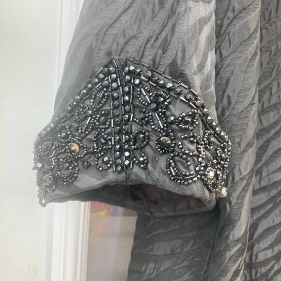 Vtg 1950 black taffeta cape womens opera coat sz Large - Picture 5 of 11